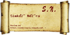 Simkó Nóra névjegykártya