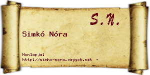 Simkó Nóra névjegykártya
